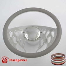 14 Billet 9 Hole Steering Wheel Kit Light Gray Half Wrap W Horn Adapter