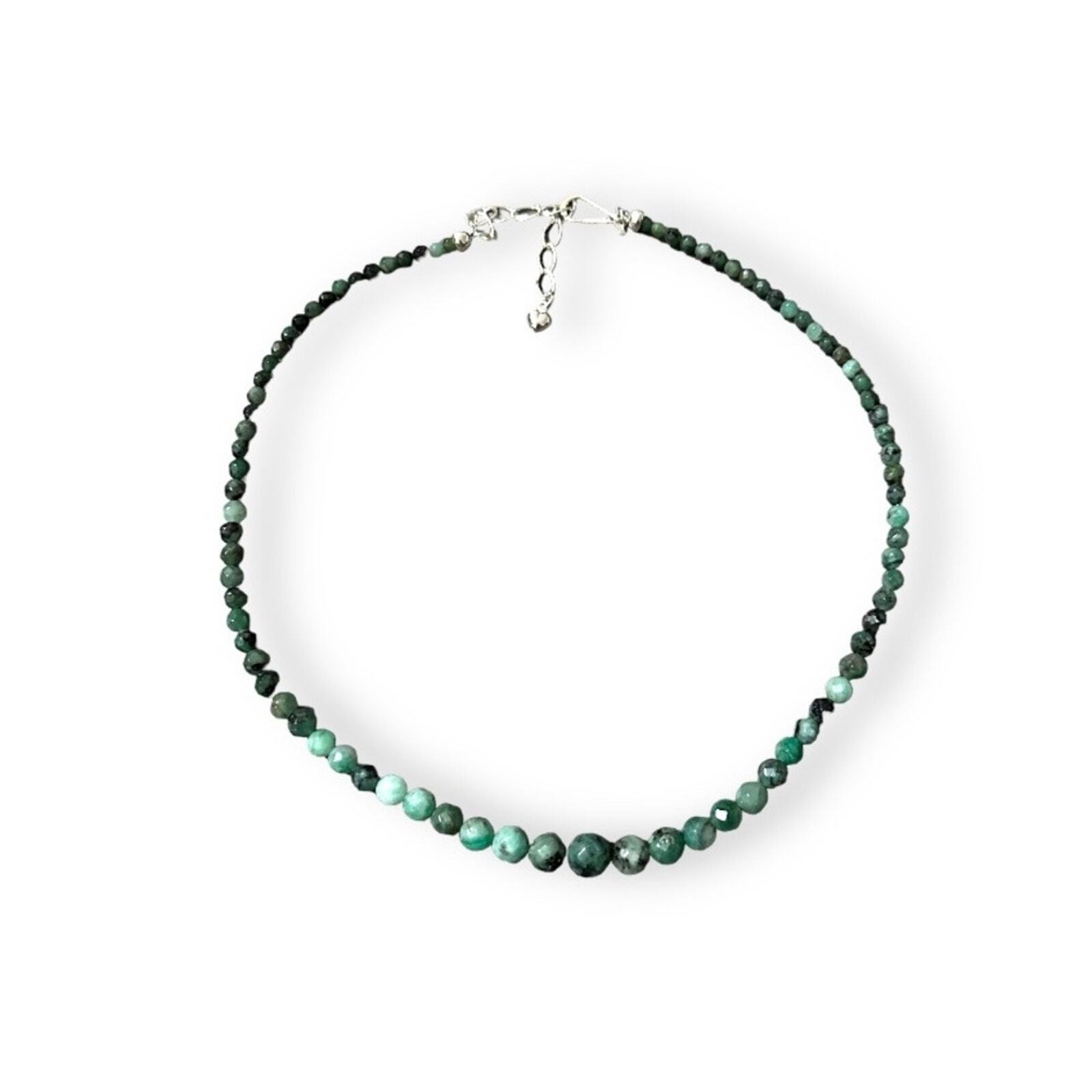 "Jay King Graduated Malachite Bead Necklace Sterling Fluted Hook Close 20\""