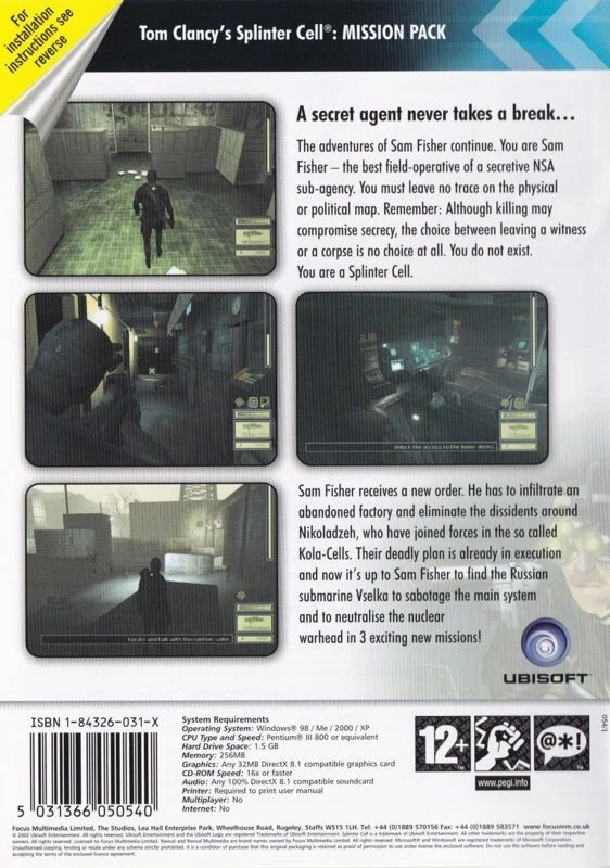 Tom Clancy's Splinter Cell PC Game 2003 Mission Pack Included Windows 10 11 - Image 4 of 4