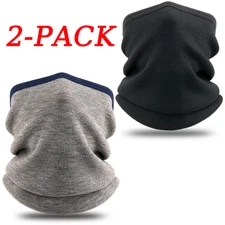 2PACK Fleece Neck Gaiter Warmer Face Mask for Cold Weather Winter Outdoor Sports