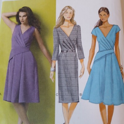 Butterick 5918 City Chic Trad Fitted Lined Pleated Bodice Dress 6-14 Sewing