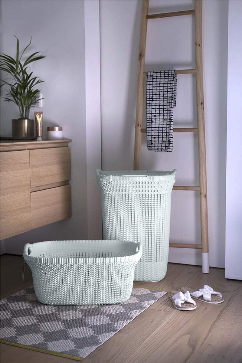 Curver Knit 40 Litre Laundry Basket, Misty Blue, 59.5 x 38.5 40L Blue