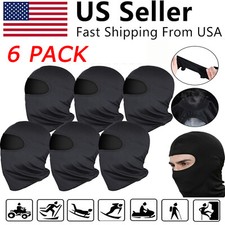 6 PACK Black Balaclava Tactical Full Face Mask Cover UV Protection Ski Sun Hood