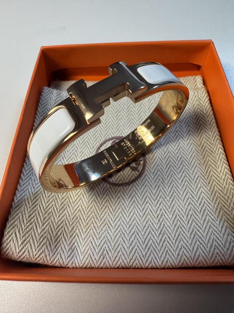 Hermès H Bracelet White Rose Gold Excellent Used No Box