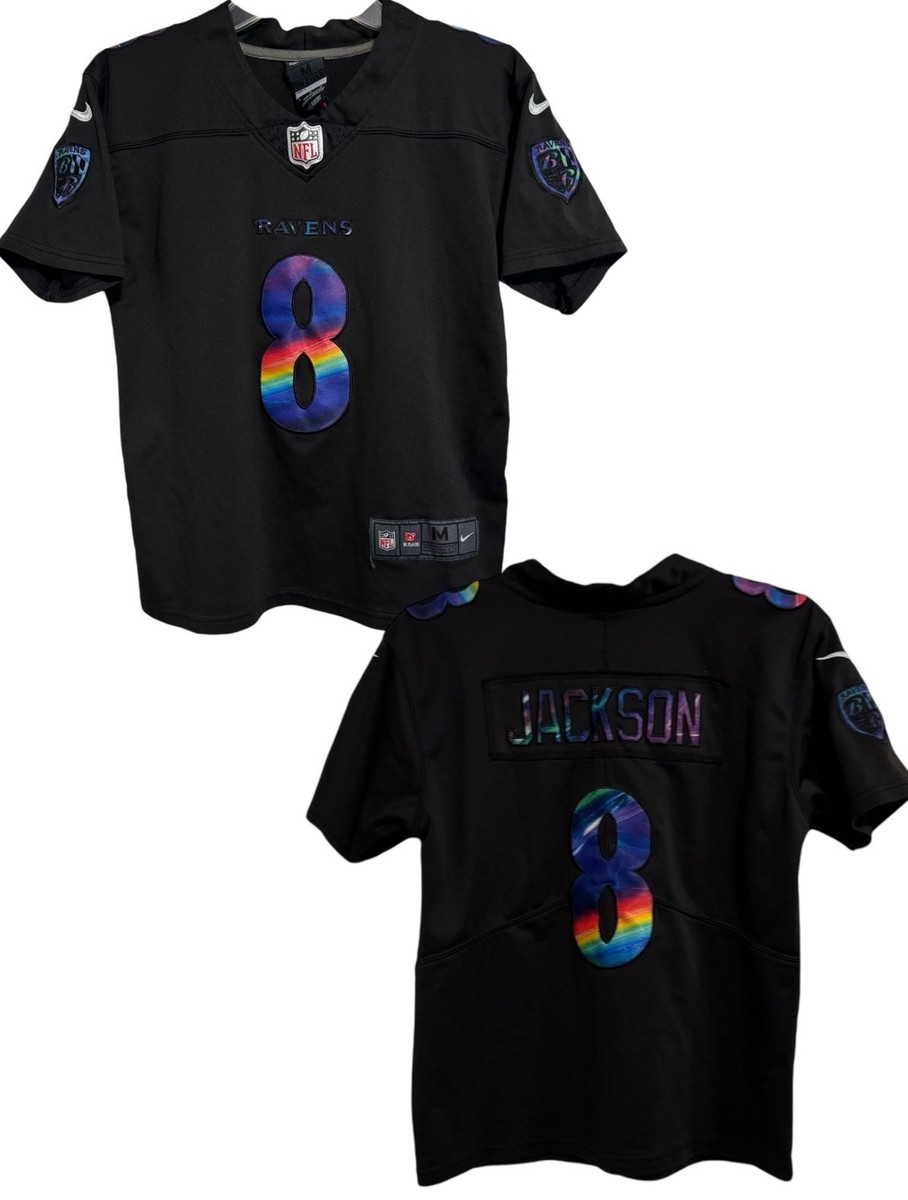 Nike NFL On Field Ravens #8 Lamar Jackson Rainbow Holograph Jersey