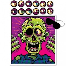 Pin The Eyeball On The Zombie Game 19" x 17.5" Paper Halloween Decorations
