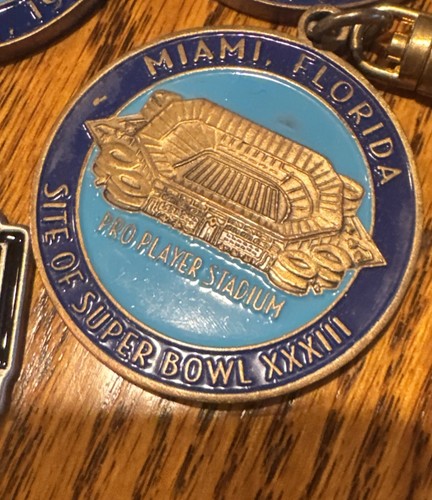 Super Bowl XXXIII Set Of 5 Keychains New - Picture 2 of 4