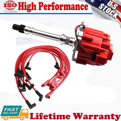 9000RPM HEI Ignition Distributor w/ Spark Plug Wires For Chevy SBC 350 BBC 454