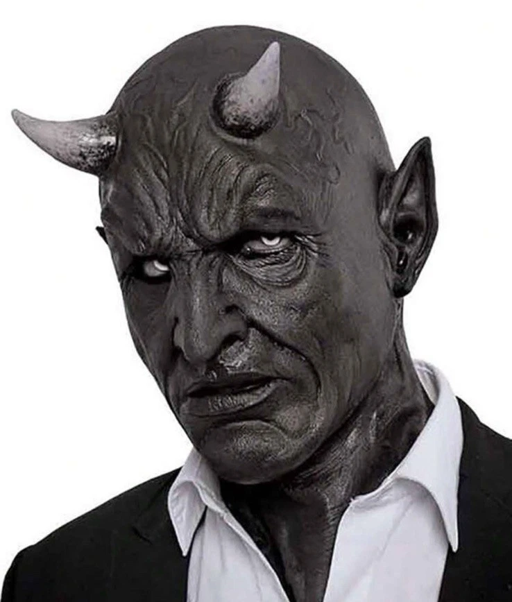 Ox Horn Devil Full Face Latex Mask  - Image 3 of 4