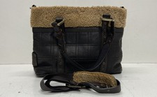 Borsa a tracolla UGG Australia marrone pelle ciottolata bordo shearling ottone