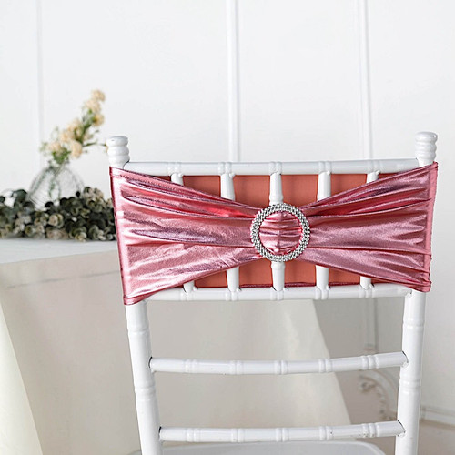 50 Metallic Spandex Chair Sashes with Silver Buckles Party Wedding Decorations - Picture 4 of 103