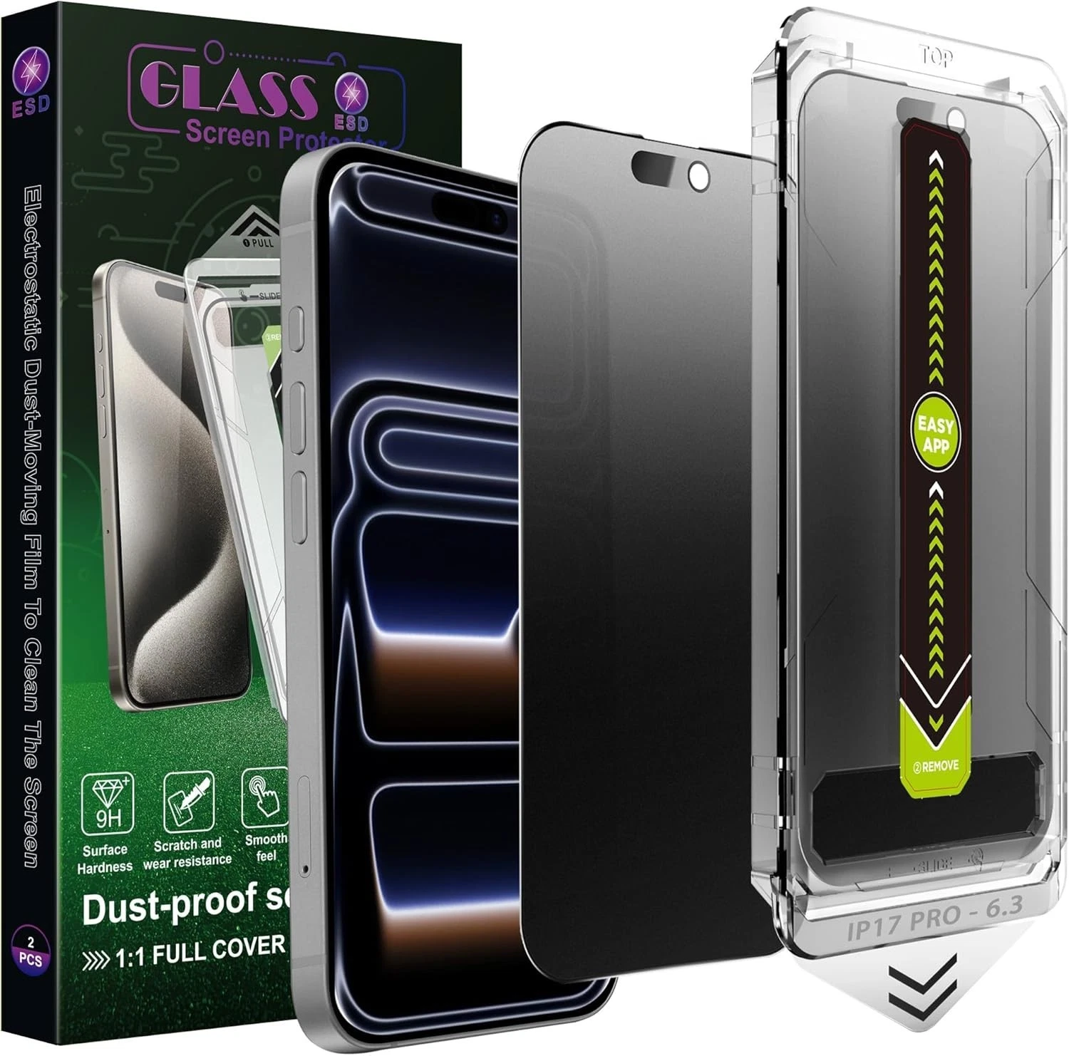 iPhone 17 Pro 6.3" 2-Pack Matte Privacy Anti-Spy Screen Protector, Anti-Fingerpr