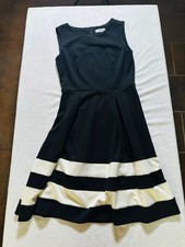 Calvin Klein Sleeveless Fit & Flare Dress with Striped Hem Size 4