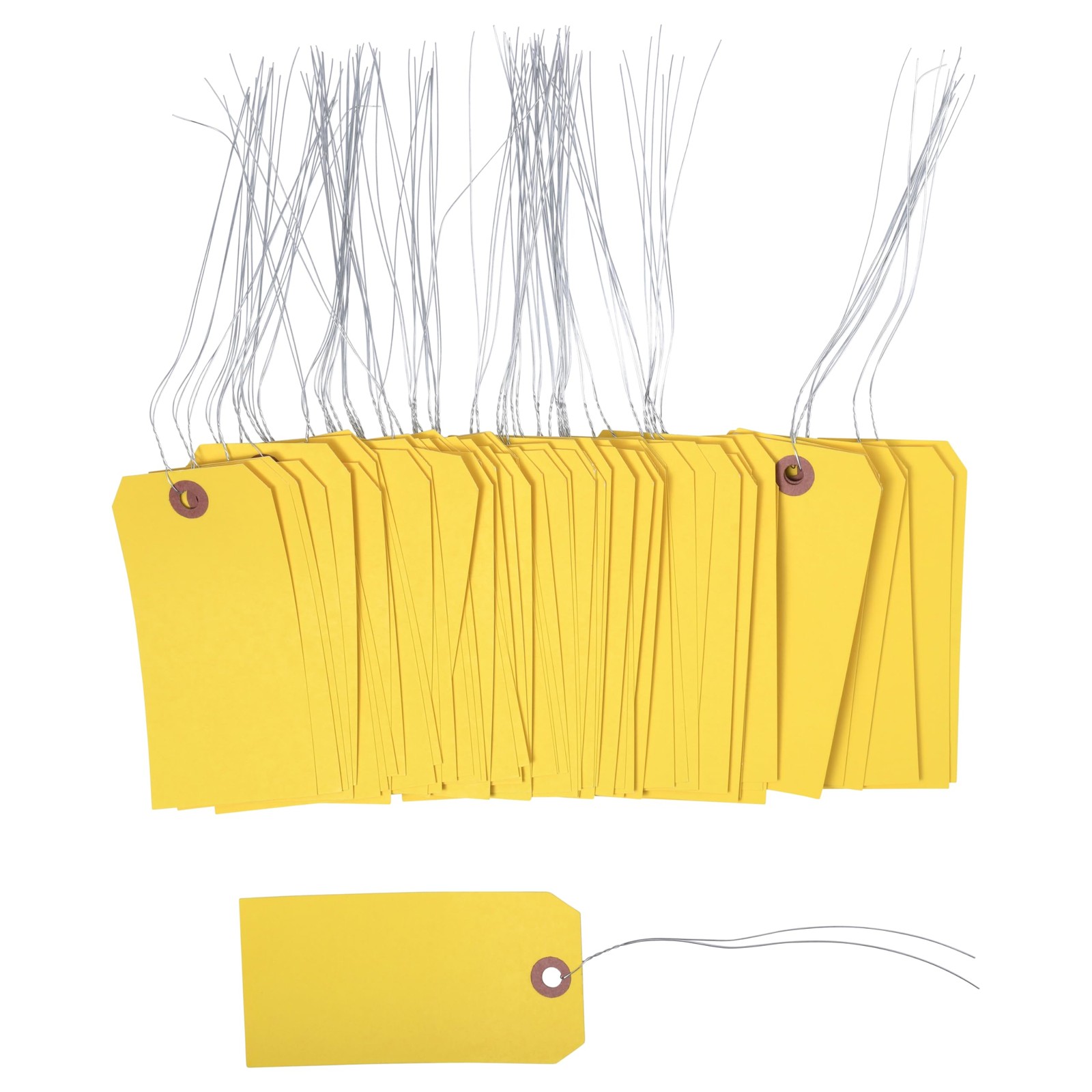 100 Yellow Tags with Wire Size 5 Measurements 4 34 inch x 2 38 inch