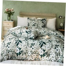 Floral Duvet Cover 100 Cotton Green Floral Queen Botanical Green Flower