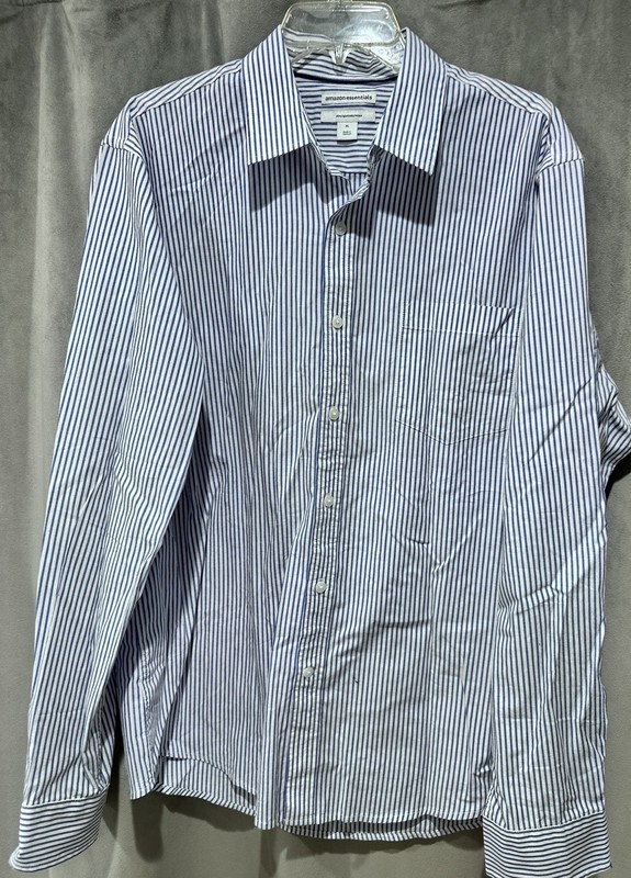 Men's Blue/White Stripe Button Down Dress Shirt XL