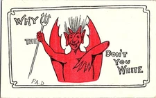 'Why the Devil Don't You Write' Vintage1906 Red Devil Humorous Postcard