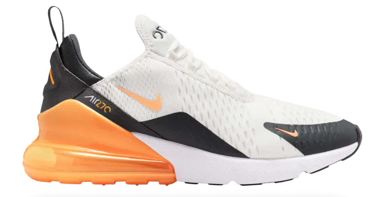 Size 12 Nike Air Max 270 White/Yellow/Orange Men’s Running Shoes Brand New w Box Nike Air Max 270 Summit White Laser Orange for Sale  main image 2