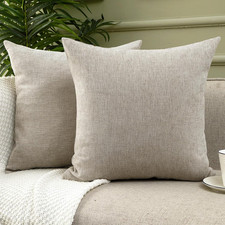Decorative Chenille Throw Pillow Covers, 24X24 Inch, Pack of 2, Tan