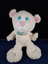 1994 Fisher-Price Cozies Cream Bear Waffle Plush 10 Vintage Bow 22FB