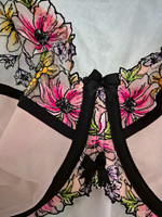 Elomi Plunge Underwired Bra 38JJ Sheer Mesh Floral Pink Black Bow