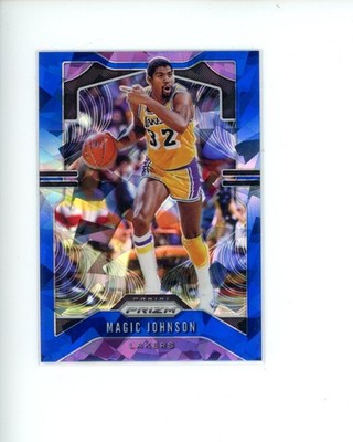 2019-20 Panini Prizm Blue Ice Prizm #25 Magic Johnson #d 8/99