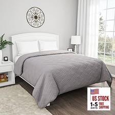Solid Color Bed Quilt - - Silver King Gray
