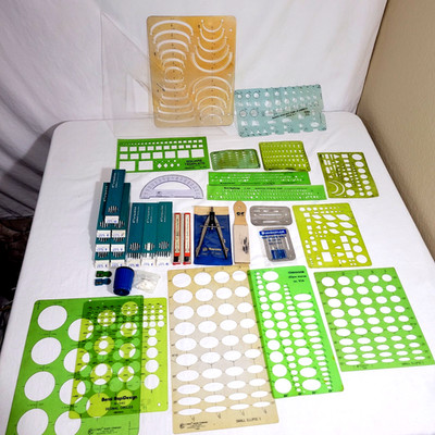 Lot Of Vintage Drafting Tools Templates Drawing Engineering (743)