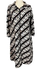 Vintage Asa Fashions Zip Front Batik Graphic Pattern Long Sleeve Robe Sz L
