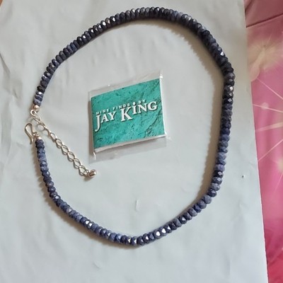 Minenfund von Jay King Saphir Perlen Halskette Sterlingsilber 18 Zoll Haken