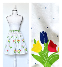 1980s Hand Sewn Elastic Waist Knee Skirt