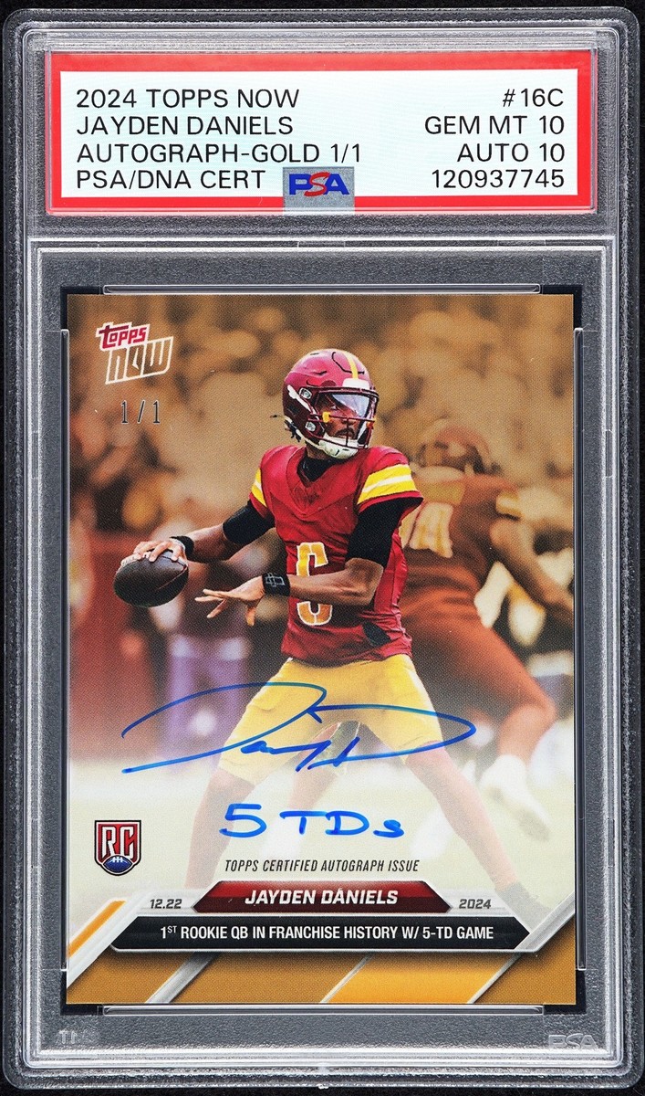 2024 TOPPS NOW AUTO-GOLD 1/1 #16C JAYDEN DANIELS 1/1 PSA 10 AUTO