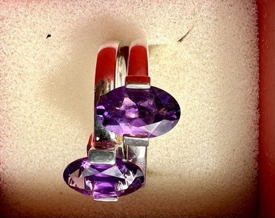    2 JETTE JOOP Ring mit Amethyst 925 Silber Ringgröße 57 Solitär  