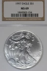 1997 NGC MS69 AMERICAN SILVER EAGLE #B52681