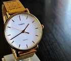 VINTAGE TIMEX SPORT INDIGLO WHITE DIAL QUARTZ MEN'S GOLDEN BRACELET DRESS WATCH