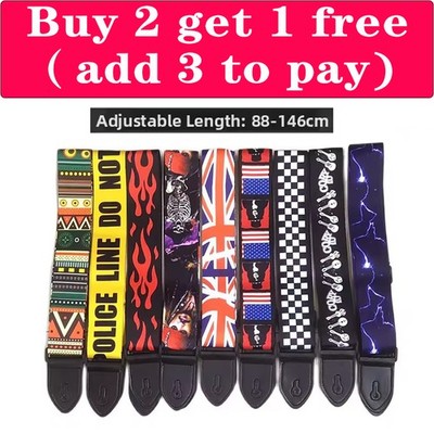 Adjustable Leather Guitar Strap Color Print for Acoustic Ukulele Bass Guitar