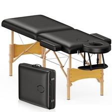 Massage Table Portable Wooden Lash Bed 24" Wide Adjustable Height 2-Fold