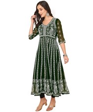Women's Georgette Regular Fit Anarkali Chikankari Embroidered Eid Special Kurta