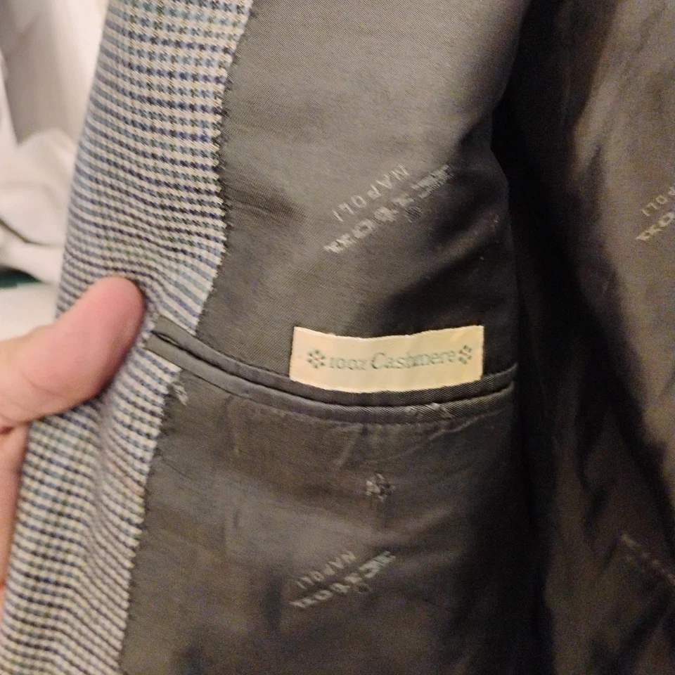 Kiton Napoli 100% Cashmere Mens Jacket Italy Plaid Us 46R EU 56R 3btn - Image 4 of 4