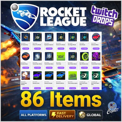 Rocket League Twitch Drops - 86 Items - Wheels + Explosions + 27 Packs + MORE