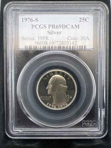 1976-S 25c PCGS PR69 DCAM Washington Silver Proof Bicentennial Quarter