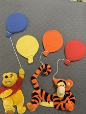 Vintage Disney Pooh Bear Tigger Plush Wall Hanging  Balloons Nursery Decor