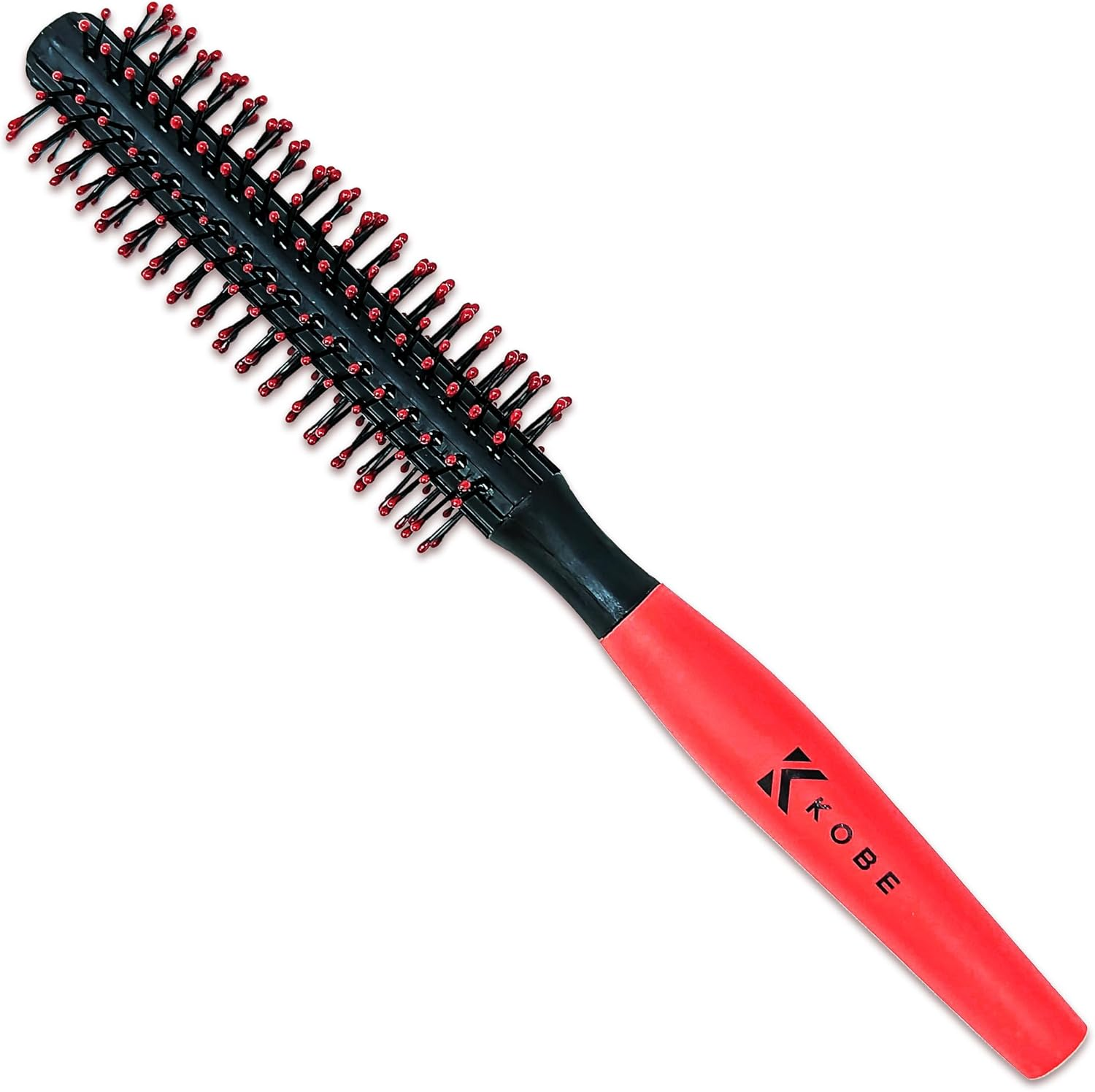 Professional Quiff Roller Small round Hair Brush with Red Rubber Grip Handle - S