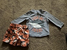 boys 2-piece rash guard orange gray shark swim suit size 6 months Just One You
