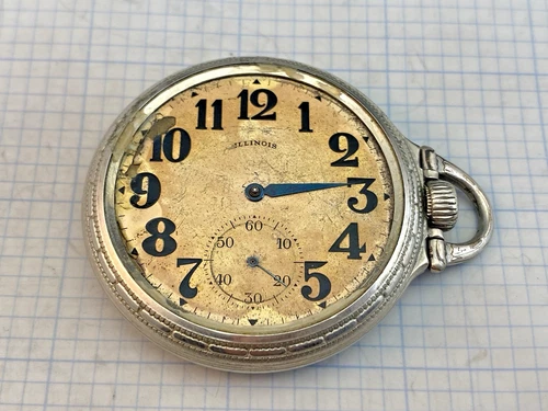 Antique Pocket Watch Illinois J. Boss 14 K Gold Filled 94 g. for Scrap or Parts