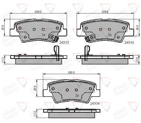 Brake Pad Set For Disc Rear Fits Hyundai Kia Ssangyong ALLIED NIPPON ADB32023