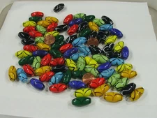 Two Pounds India Handmade Oval Assorted Colors Swirl Glass Beads Bulk (HRP-6) ⭐