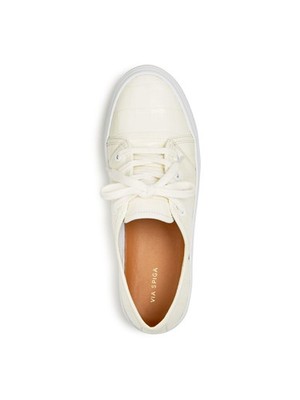 VIA SPIGA Womens Milk Ivory Croc Viola Platform Leather Athletic Sneakers 9 M