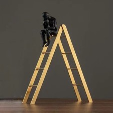 Modern Thinker on Ladder Sculpture, Best gift, Office Decor, Home Decor, Modern.