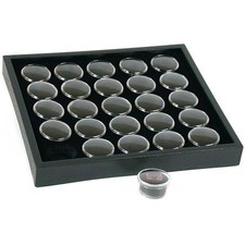 25 Black Gem Jars Display  Stackable Tray